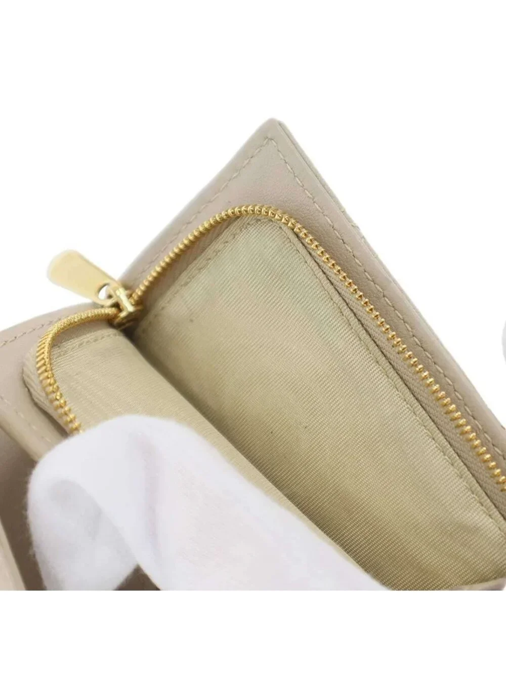 Dior Caro Veronia Cannage Quilted Compact Wallet Beige